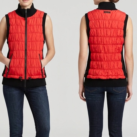 Calvin Klein Jackets & Blazers - Calvin Klein Red Quilted Sleeveless Puffer Vest with Black Trim